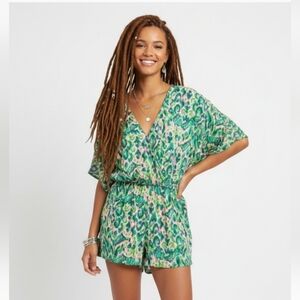 Cupshe Romper Camo Green Pink Festival Boho L